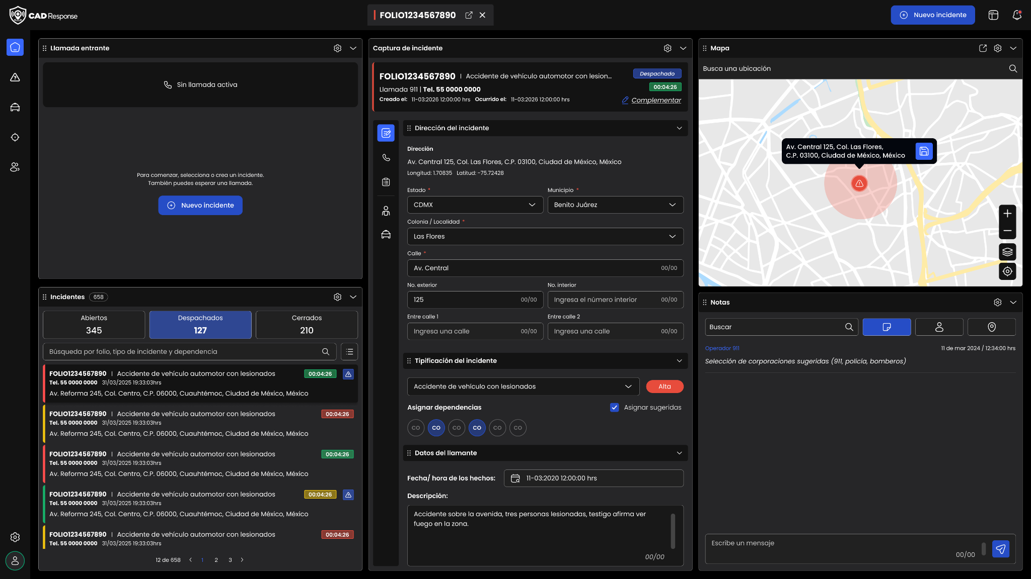 Propuesta conceptual — consulta de incidentes con tabs